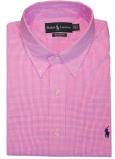 Polo Ralph Lauren Custom Fit Micro Check Dress Shirt (16" Neck 32/33 Sleeve, Pink) at  Mens Clothing store: