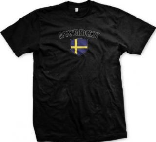 Sweden Flag Shield International Soccer Mens T shirt, Swedish National Pride Mens Shirt: Clothing