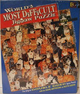 1991 World's Most Difficult Jigsaw Puzzle " Cats Edition " Double Sided   529 Pieces: Toys & Games