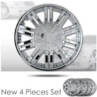 15" 10 Spikes Chrome Finished Hubcap Covers Brand New Set of 4 Pieces 15 Inch Rim Cover 529: Automotive