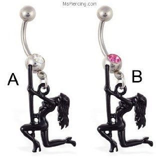 Navel ring with dangling dancer on pole: Jewelry Products: Jewelry