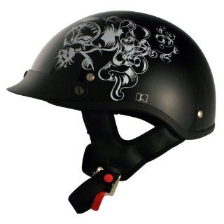 VCAN V531 Cruiser Awesome All In Graphics Gloss Black Small Half Helmet: Automotive