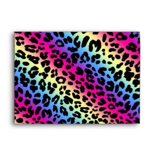 Neon Rainbow Leopard Pattern Print Envelopes