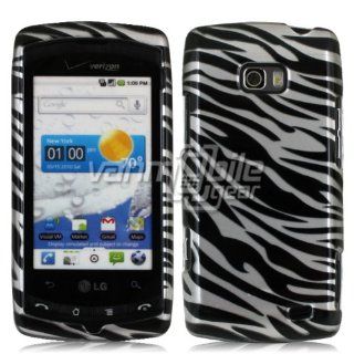 VMG Silver Black Zebra Stripes Design Hard 2 Pc Plastic Snap On Case Cover + LCD Clear Screen Protector for LG Ally Verizon Wireless Cell Phone: Everything Else