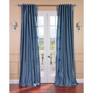 Provencial Blue Vintage Faux Dupioni Silk 96 inch Curtain Panel EFF Curtains