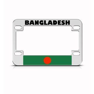 Bangladesh Flag Metal Motorcycle Bike License Plate Frame Tag Holder: Automotive