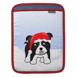Cute Christmas Boston Terrier Puppy Dog Cartoon Sleeves For iPads