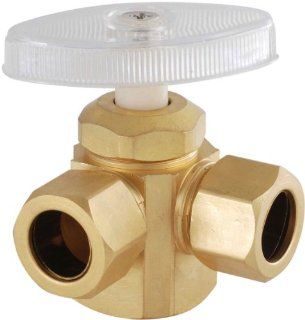 LDR 537 5504RB 1/2 Inch Comp by 1/2 Inch Comp by 1/2 Inch I.P. Dual Outlet Angle Shut Off Valve Rough Brass Low Lead, Chrome Plated: Home Improvement