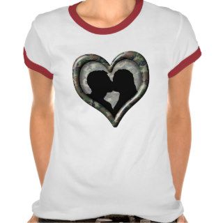 Camo Kissing Couple Heart Tee Shirts