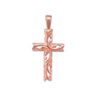 Old English Scroll Cross Pendant in 14K Rose Gold   Medium: Maui Divers of Hawaii: Jewelry