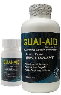 Guai Aid "Ultra Pure" Guaifenesin Expectorant (524 Veg. Capsules) Includes Travel Bottle Exp. 07/2016 Health & Personal Care