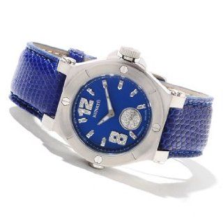 Renato Ladies Luxury Swiss Diamond Blue Dial Leather Strap Watches