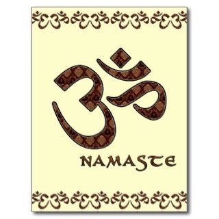 Namaste with Om Symbol Brown and Cream Post Card