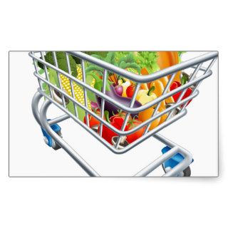 Vegetable Shopping Cart Trolley Rectangular Sticker