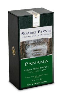 Exotic Origins Coffee: 6 Boxes of 90 Point   Suarez Estate   Volcan Baru Indigenous   Varietal: Blend of Typica, Catuai, and Cattura   Horqueta Micro Climate, Boquete, Panama   Limited Reserve of 528 Pounds   Save 20% on Six Sequentially Numbered Boxes of 