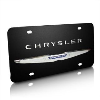 Chrysler 3D Logo Black Stainless Steel License Plate, Official Licensed: Automotive