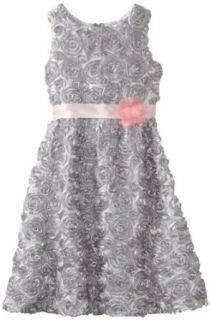 Rare Editions Girls' Plus Size Soutach Dress, Silver, 16.5: Clothing