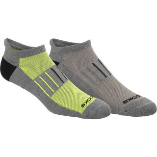 BROOKS Training Day Low Cut Socks   2 Pack   Size: Large, Grey/yellow/black