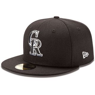 NEW ERA Mens Colorado Rockies Basic Black and White 59FIFTY Fitted Cap   Size