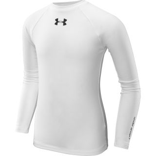 UNDER ARMOUR Girls ColdGear Fitted Mock Shirt   Size Small, White/black