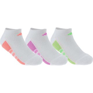 adidas Girls Cushion No Show Socks   3 Pack   Size: Small, White/purple/green