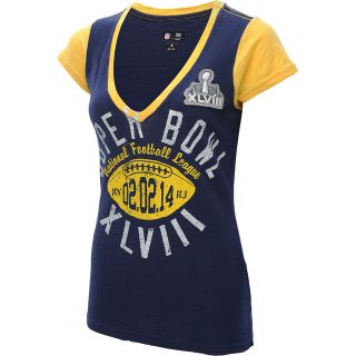 G III Womens Super Bowl XLVIII Layered Look V Neck Cap Sleeve T Shirt   Size: