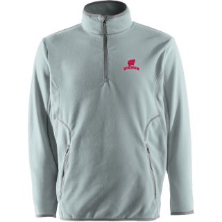 Antigua Mens Wisconsin Badgers Ice Pullover   Size: Large, Wisconsin Silver