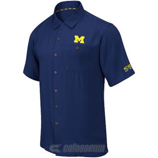 COLOSSEUM Mens Michigan Wolverines Button Up Camp Shirt   Size: Small, Navy