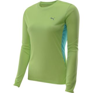 PUMA Womens PE Long Sleeve Running T Shirt   Size: Xl, Green/blue