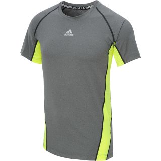 adidas Mens TechFit Fitted Short Sleeve Top   Size: Small, Grey/electric