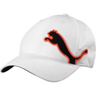 PUMA Mens Catleap Performance Adjustable Golf Cap, White/orange
