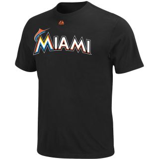 Majestic Mens Miami Marlins Official Wordmark Black Tee   Size: XL/Extra Large,