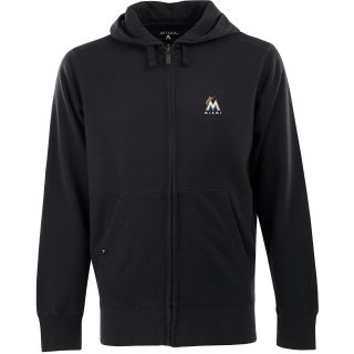 Antigua Mens Miami Marlins Fleece Full Zip Hooded Sweatshirt   Size: Medium,
