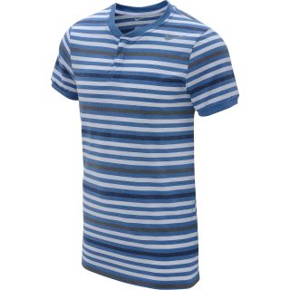 NIKE Mens Dri FIT Touch Stripe Tennis Henley   Size: Medium, Military Blue/grey