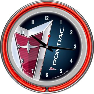 Trademark Global Pontiac Chrome Double Ring Neon Clock (GM1400 PC)