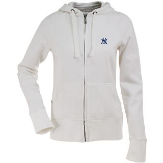 Antigua Womens New York Yankees Signature Hooded White Full Zip Sweatshirt  
