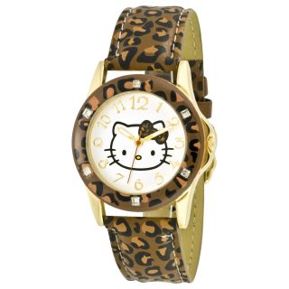 Hello Kitty Animal Print Strap Watch, Leopard, Womens