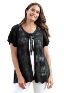 Only Necessities Women's Plus Size Short sleeve crochet knit cardigan at  Womens Clothing store