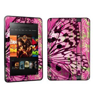Kindle Fire HD 7 inch Tablet Decal Vinyl Skin   Pink Butterfly Swirl By Skinguardz: Electronics