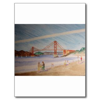 Golden Gate Bridge Contrail Baker Beach SF Post Card