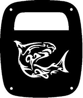 JeepTails Tribal Shark   Jeep TJ Wrangler Tail Lamp Covers   Black   Set of 2: Automotive