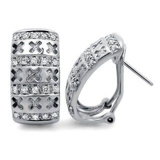 .65ct Round Diamond Hoop Earrings 14k White Gold: Jewelry
