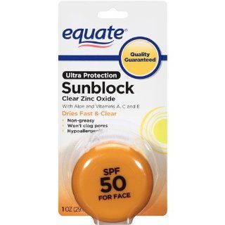 Equate Clear Zinc Oxide Sunscreen Cream SPF 50, 1 fl oz : Zinc Oxide Ointment Clear : Beauty
