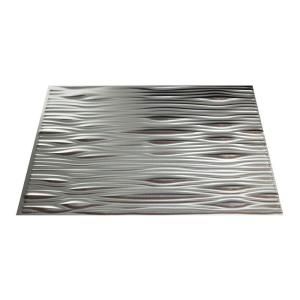 Fasade 4 ft. x 8 ft. Waves Vertical Brushed Aluminum Wall Panel S74 08