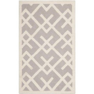 Safavieh Dhurrie Collection DHU552G 210 Handmade Wool Area Runner, 2 Feet 6 Inch by 10 Feet, Grey/Ivory   Area Rugs