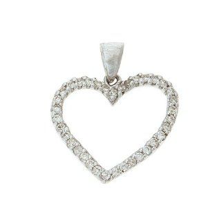0.27CTW 18K White Gold Genuine Diamond Heart Pendant: Jewelry