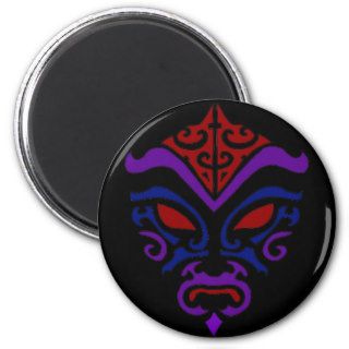 Tribal Tattoo Style Goth Dark Kabuki Mask Refrigerator Magnet