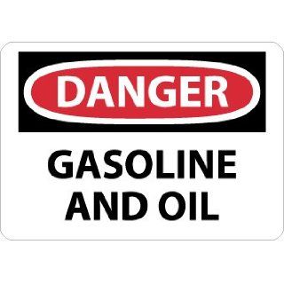 NMC D541RB OSHA Sign, Legend "DANGER   GASOLINE AND OIL", 14" Length x 10" Height, Rigid Plastic, Black/Red on White: Industrial Warning Signs: Industrial & Scientific