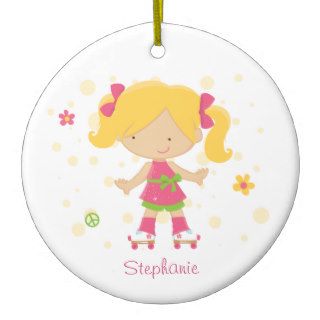 Cute roller skater girl personalized ornament