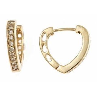 14k Yellow Gold Diamond Huggie Hoop Children Earrings (1/3Cttw, SI Clarity, H Color): Jewelry